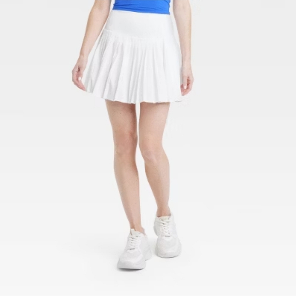 All In Motion Micro Pleated Skort White Sz Large NWT